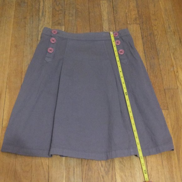 Gray A-line Skirt w/ Double Front Buttons - Picture 3 of 10